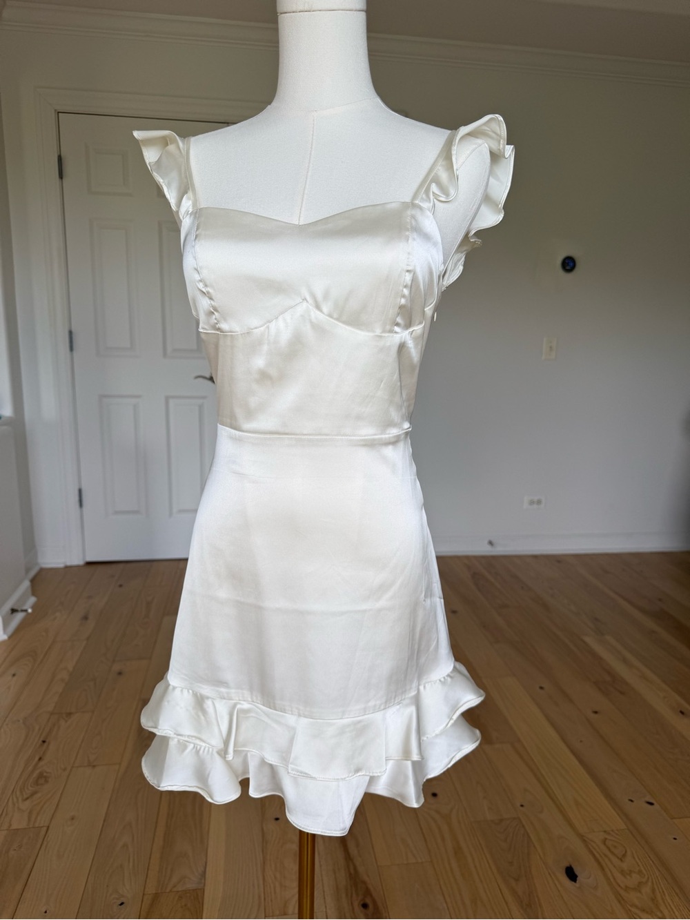 Forever 21 White Ruffle Strap Mini Dress